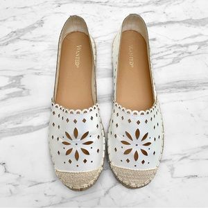 Wanted White Floral Laser Cut Espadrilles Shoes